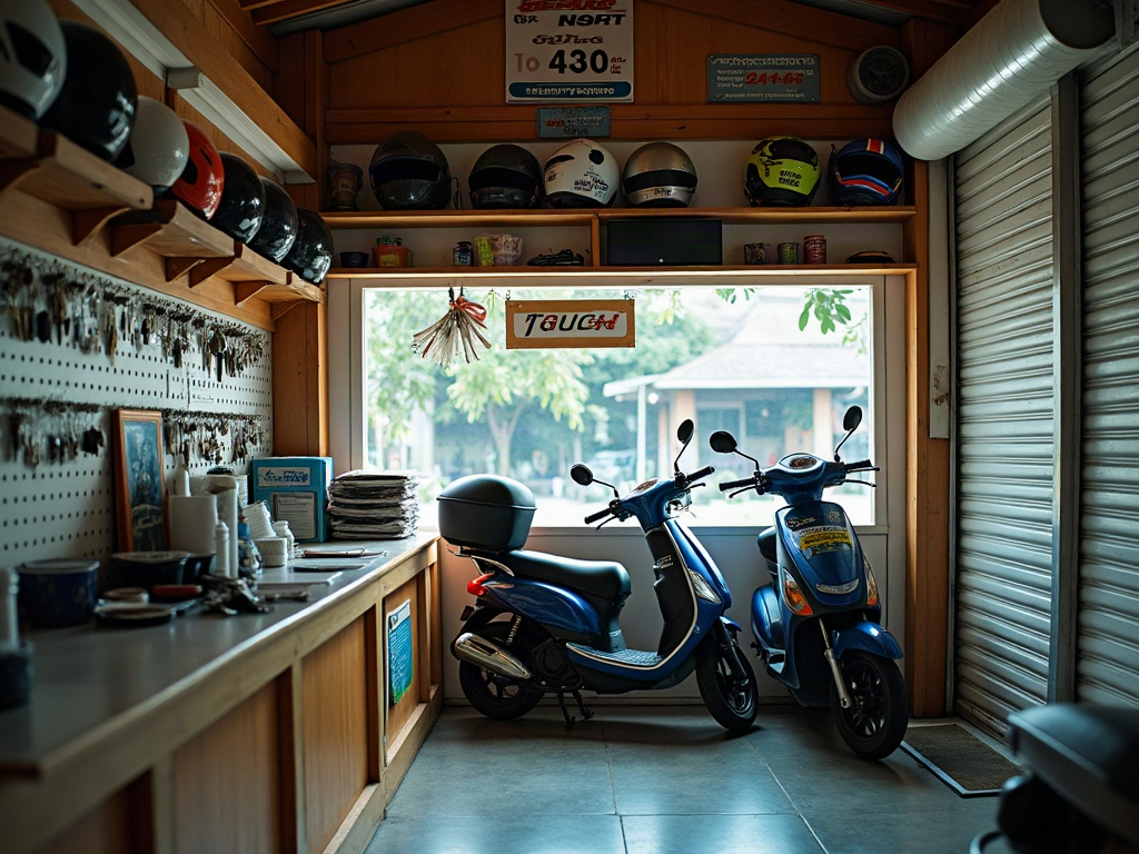ในร้านเช่ามอเตอร์ไซค์